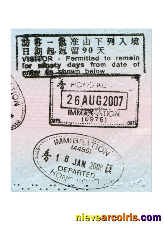 HONG KONG VISA STAMPS